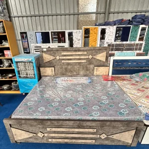 Elegant Double Bed with Unique Geometry Design