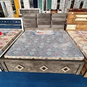 Premium Grey Velvet Upholstered Designer Bed