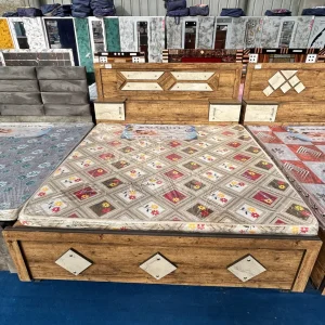 Modern Double Bed with Tufted Headboard