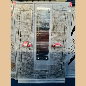 Roomy Steel Wardrobe with Wave Mirror