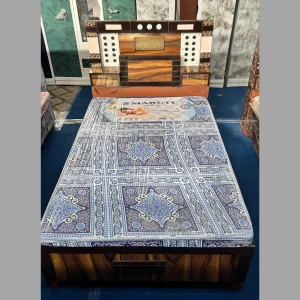 Handcrafted Wooden Bed with Premium Texture Panels