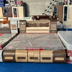 Premium Dual-Tone Wood Finish Designer Bed