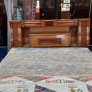 Modern Sheesham Wood Queen Bed – Teak Glossy Finish