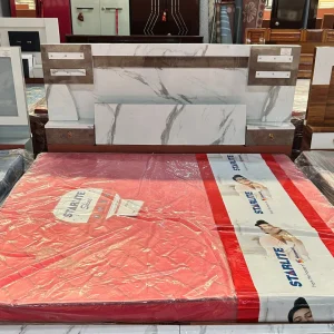 Modern White Marble Finish Designer Bed