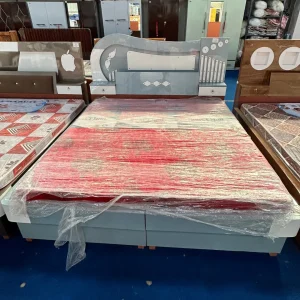 Contemporary Marble Look Premium Wooden Bed