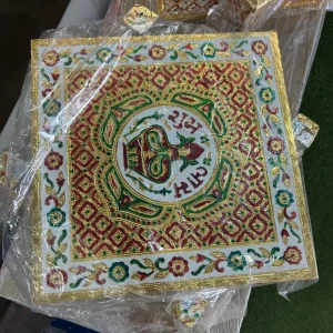 Maruti Traditional Silver Meenakari Decorative Puja Bajot Chowki