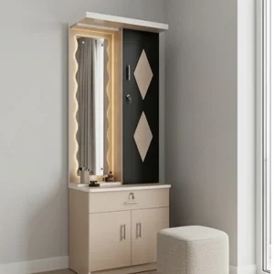 Maruti Luxury Vanity Station with Integrated Jewelry Storage Shelves